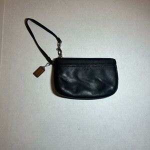 COACH Black Leather Wristlet with Strap